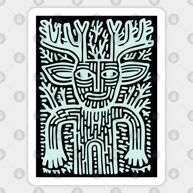 Leshy Slavic Forest Spirit | Mythology Woodcut Art Magnet by TuncGK